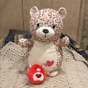 Leopard Print Plush Bear with Red Heart
